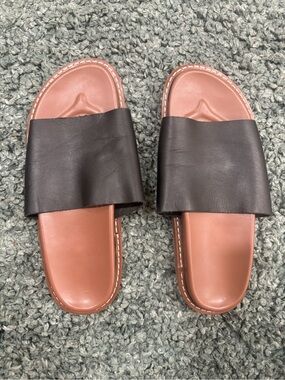 SOLS Tammy Genuine Leather Slide Sandals - All Black Women's Size 7